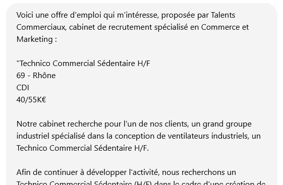 Offre d'emploi Chat GPT