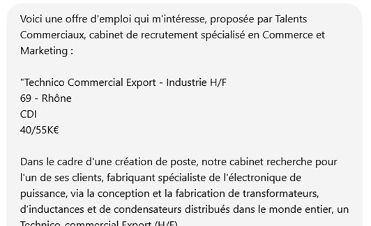 Offre d'emploi Chat GPT 2