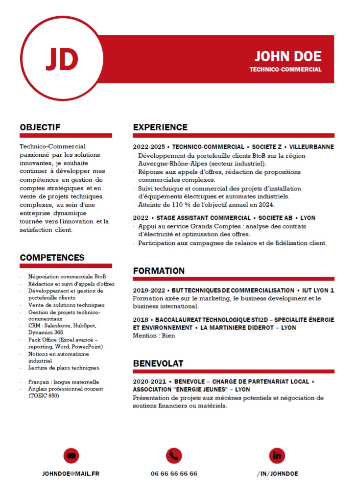Exemple de CV réalisé avec Word