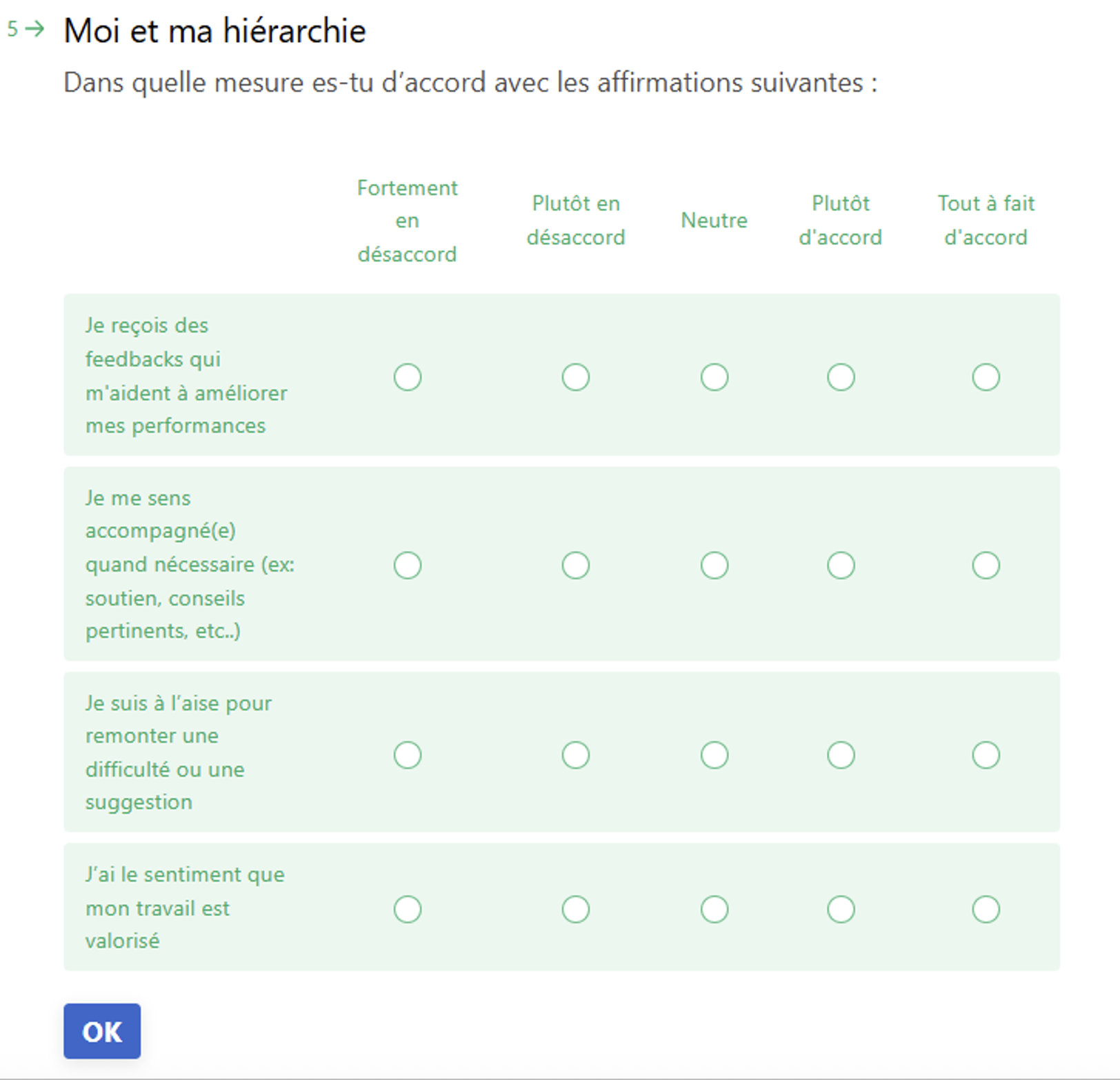 Exemple de question enquête Pulse